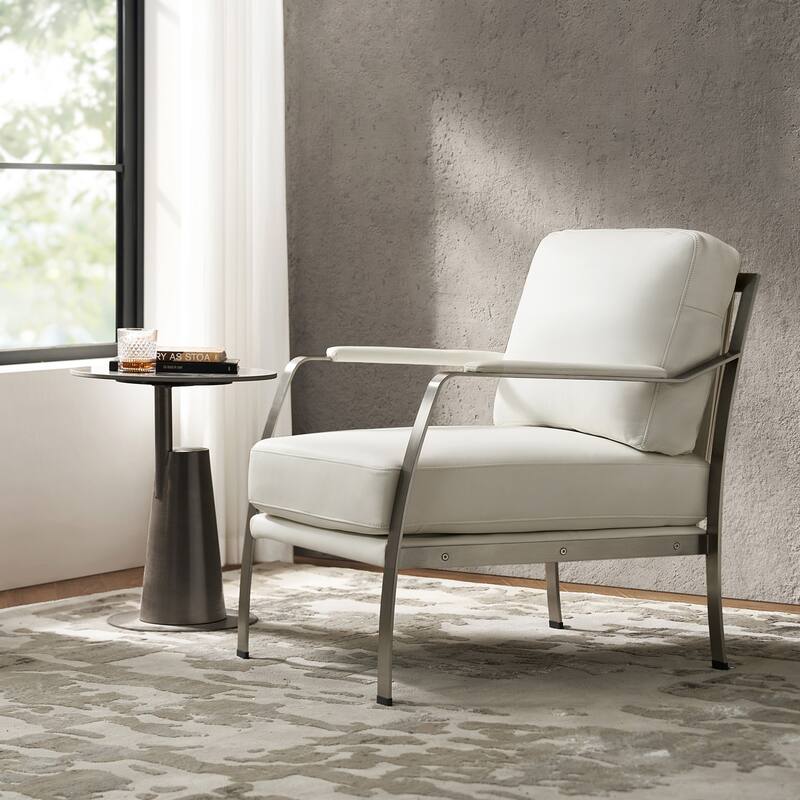 Salvatore Modern Genuine Leather Armchair with Foot Caps by HULALA HOME