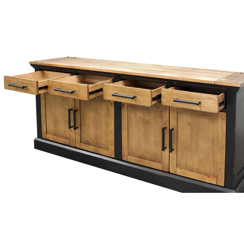 Toulouse Wood Credenza, Office Storage Console, TV Entertainment Stand, Black - 68W x 30H x 18D