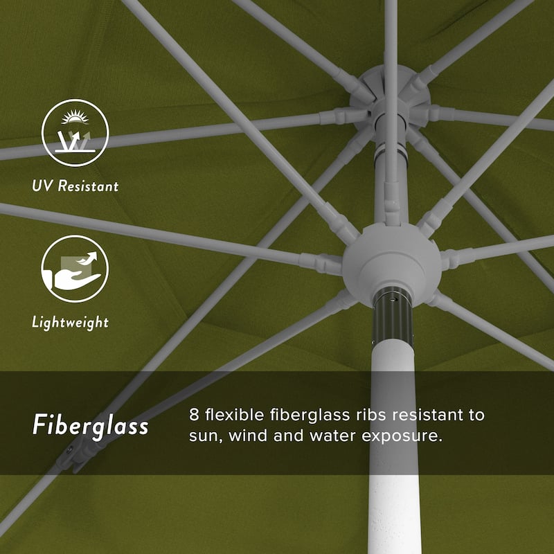 California Umbrella 11' Sun Master Patio Umbrella White Aluminum Pole Fiberglass Ribs Crank Lift Tilt Pacifica