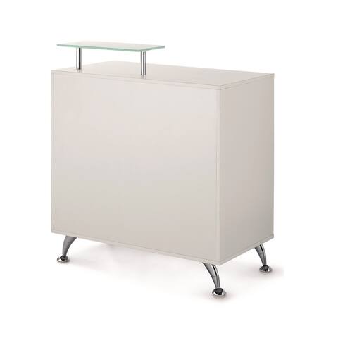 Glasglow II Reception Desk with Glass Top, White 32" L x 18" W