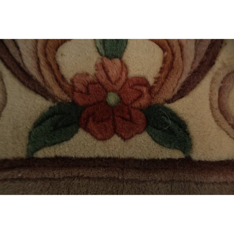 Hand Knotted Oriental 100% Wool Carpet Traditional Floral Brown Art Deco Area Rug - 3' 4'' X 2' 0''