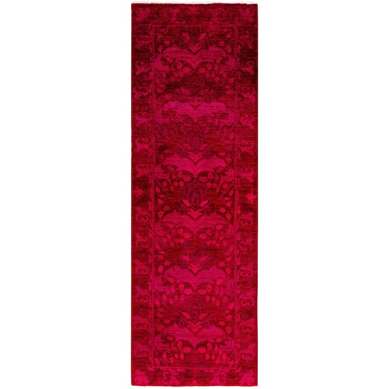 Overdyed One-of-a-Kind Hand-Knotted Area Rug - Red - 2' 8" x 7' 10"