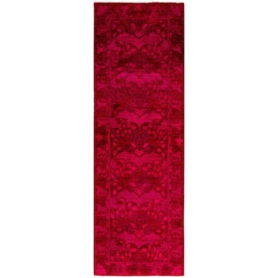 Overdyed One-of-a-Kind Hand-Knotted Area Rug - Red - 2' 8" x 7' 10"