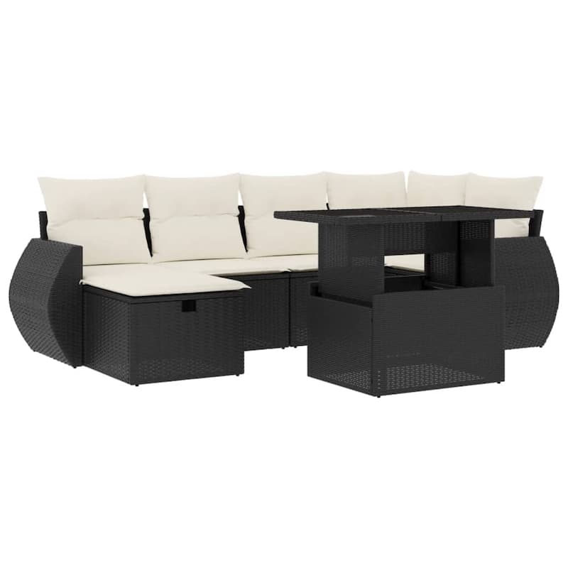 vidaXL Patio Sofa Set with Cushions Outdoor Furniture 7 Piece Poly Rattan