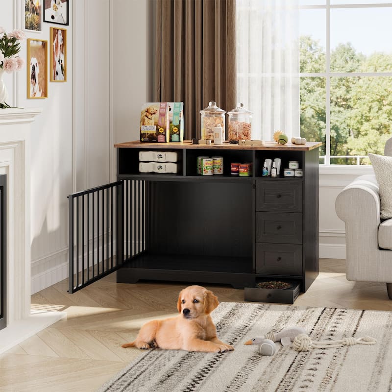 Dog Crate Furniture with Storage Drawers, End Table Design