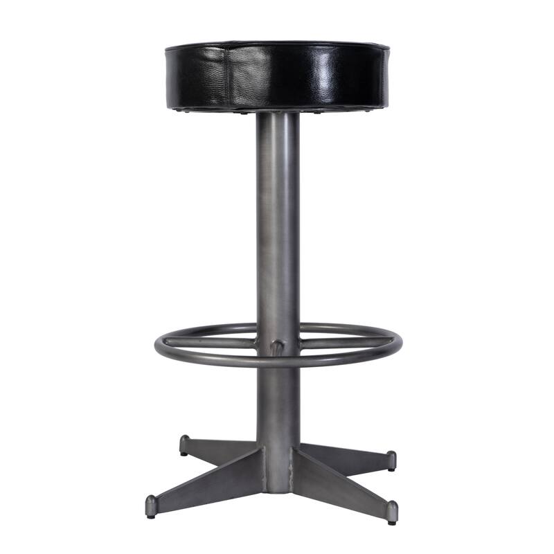 Malcolm 30 in. Seat Height Leather and Iron Bar Stool with Footrest
