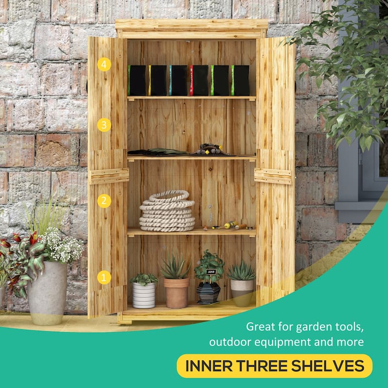 Outdoor Wooden Garden Shed w/ Waterproof Galvanized Metal Roof
