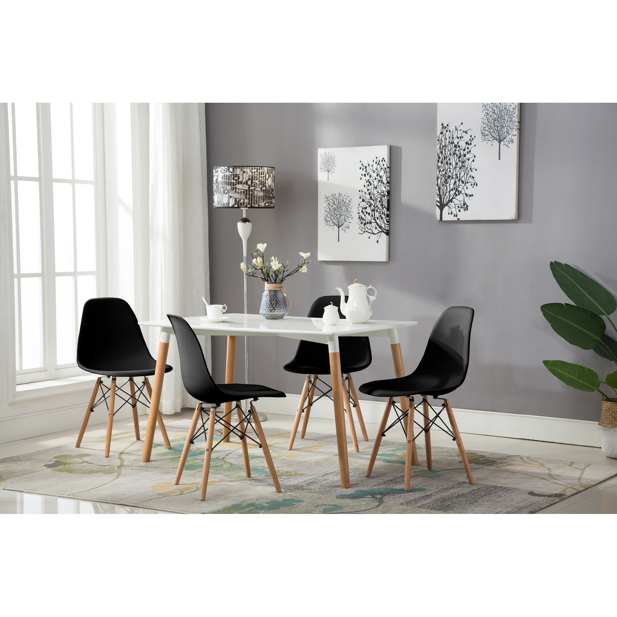 Porthos Home Mid century Style DSW Modern Dining Chair Set of 4