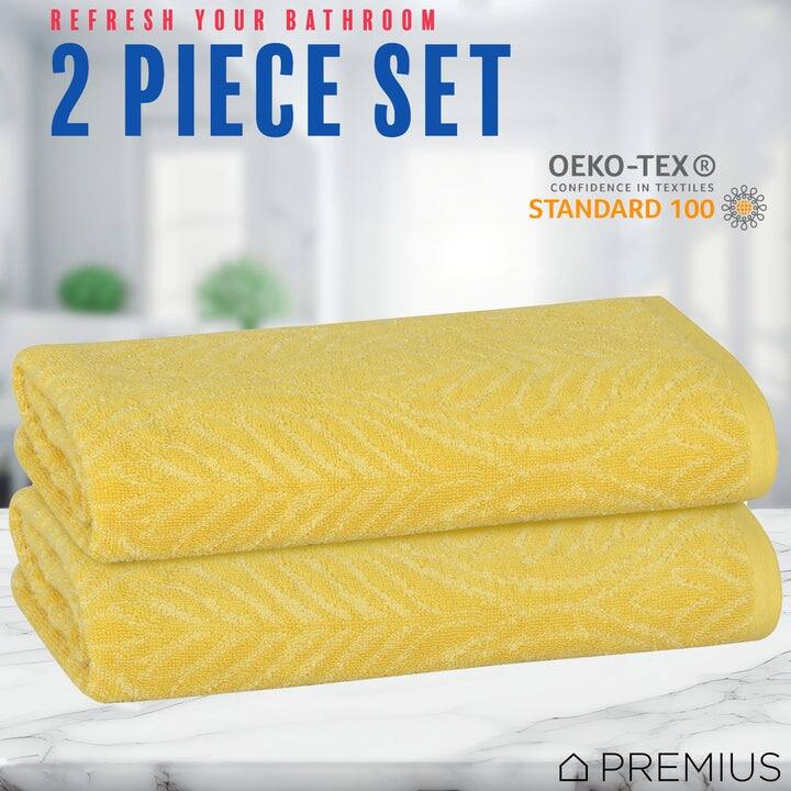 PREMIUS 2 Pack Leaf 100% Cotton Yarn Dyed Bath Sheet, 32x64 Inches - 32x64 Inches