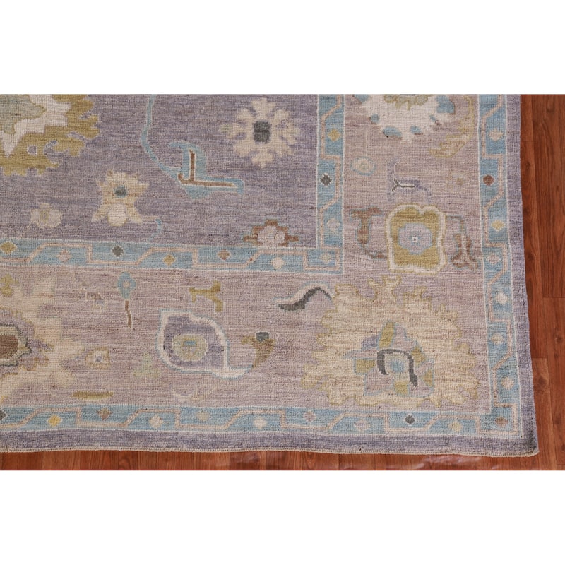 Hand Knotted Oriental 100% Wool Carpet Transitional All-Over Purples Oushak Area Rug - 9' 10'' X 8' 0''