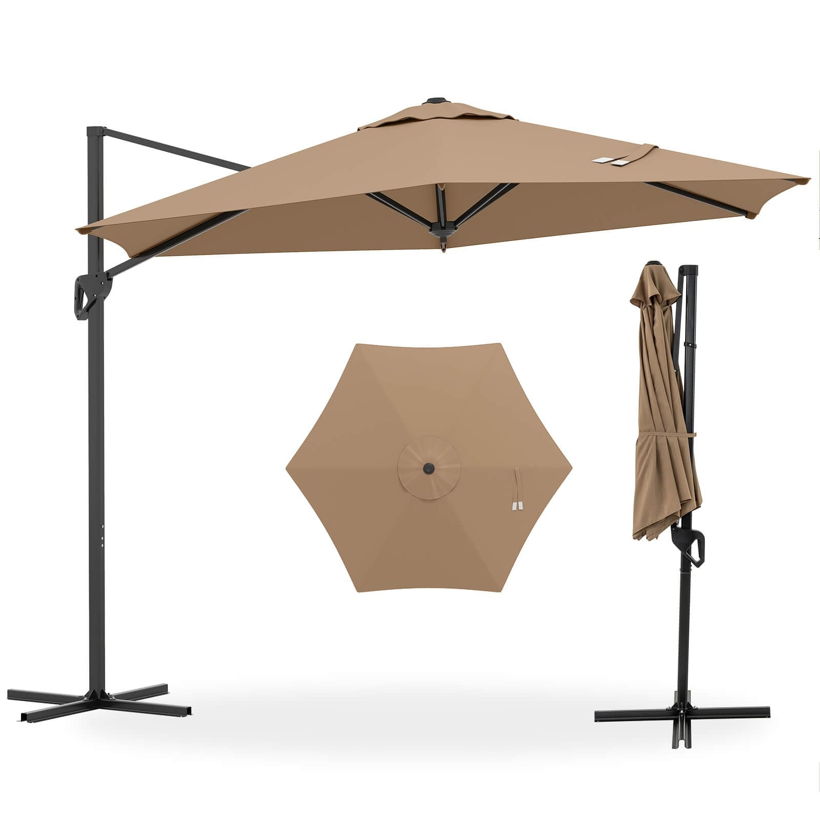 glucksteinhome 10 ft aluminum offset patio umbrella Cantilever with 360° Rotation Tilt Adjustment, Square Outdoor Umbrella with Pole Grey : Patio, Lawn & Garden Fire Sense 60460 Mojave Post Color:Orange Enjoy 79 square feet batteries