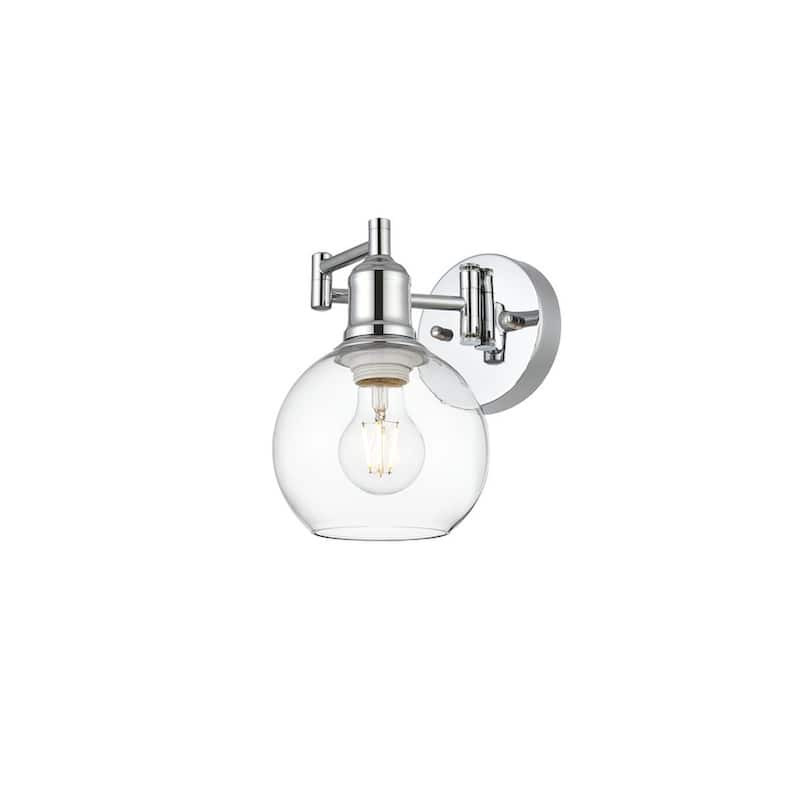 Dabe 1 Light Black and Clear Swing Arm Wall Sconce
