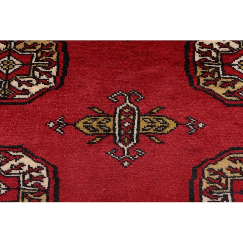 Southwestern Bokhara Tate Red Beige Hand Knotted Rug - 3'11'' x 5'9''
