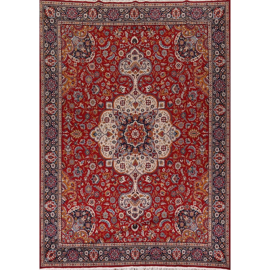 Kashan Turkish Area Rug Machine Made Traditional Floral Carpet - 9'8" x 12'9"