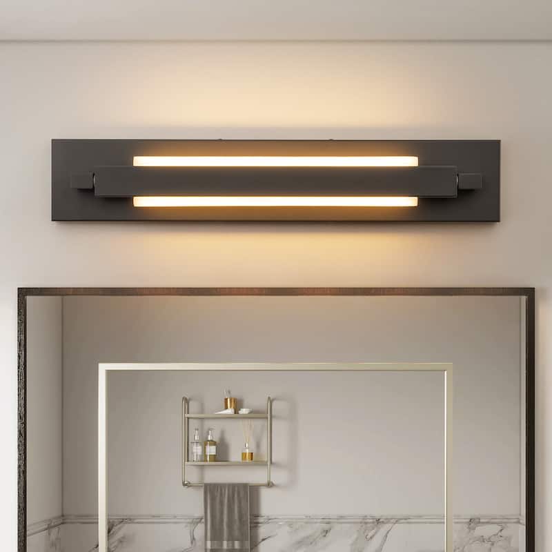 1-Light Modern Linear Chrome/Black Adjustable Integrated LED Bathroom Vanity Light - 4.3 in. W x 23.6 in. H x 4.5 in. D