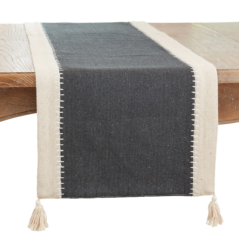 Whipstitch Band Design Table Runner - 16"x72" - Black/Natural
