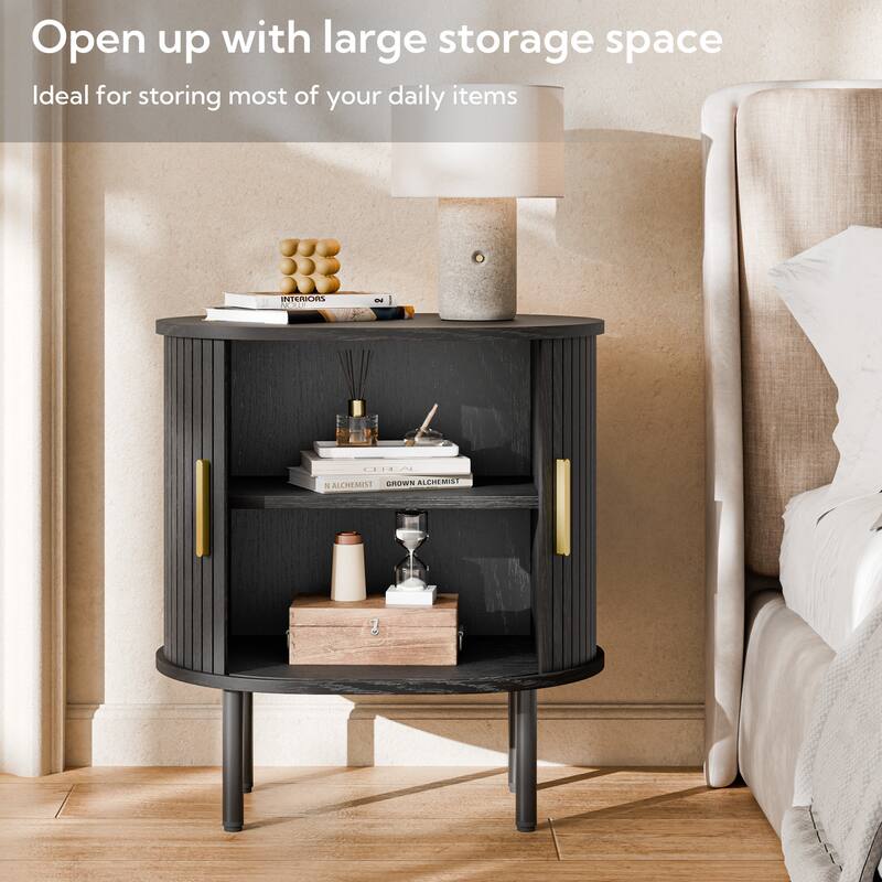 Tambour Nightstand with Storage