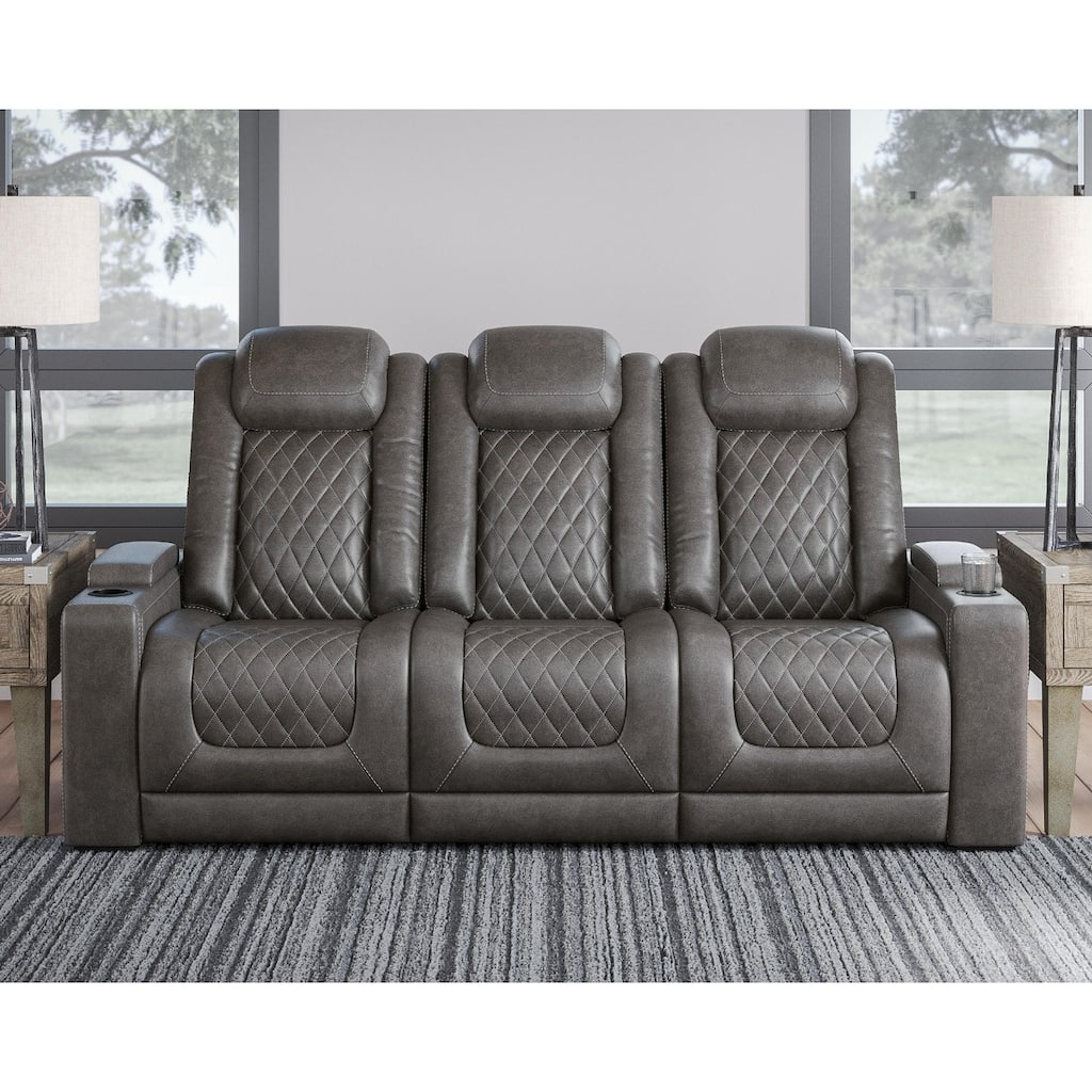 Signature Design by Ashley HyllMont Grey Power Dual Adjustable Reclining Sofa