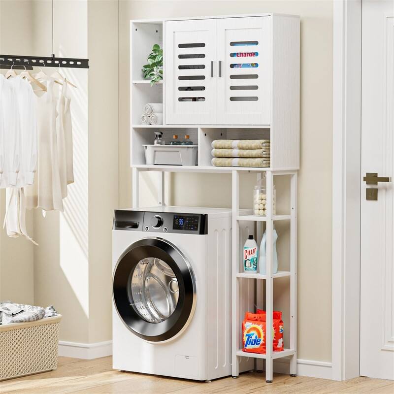 Over The Toilet Storage - 8.86"D x 32.28"W x 65.75"H - White