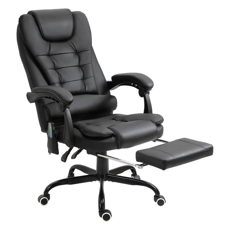 7-Point Vibrating Massage Office Chair, High Back Executive Recliner with Lumbar Support,Reclining Back, Adjustable Height - Black
