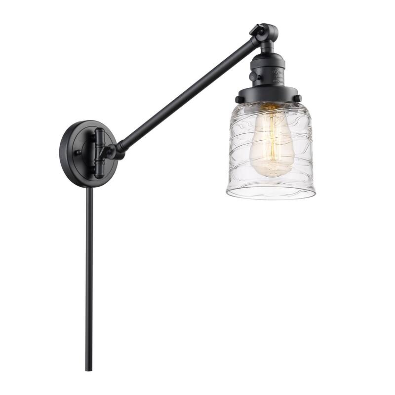 Innovations Lighting 237-25-8 Bell Sconce Bell 25" Tall Hardwired or - Matte Black / Deco Swirl