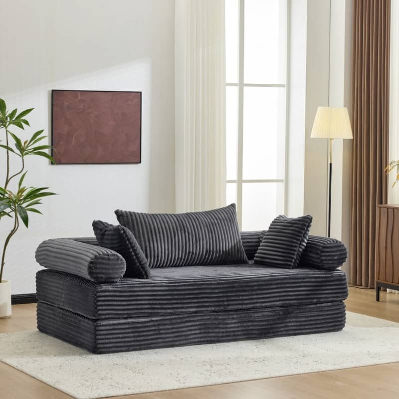 Modern King Size Convertible Sleeper Sofa Stackable Corduroy Sofa Bed