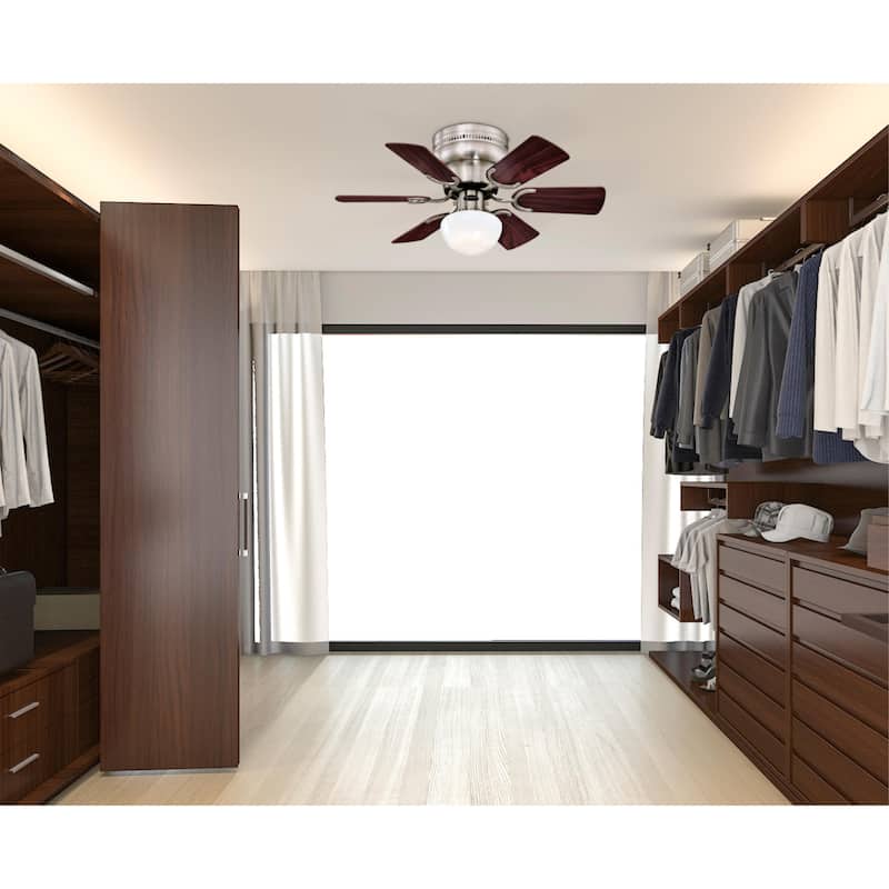 Westinghouse Lighting Petite 30-Inch 6-Blade Indoor Ceiling Fan with LED Light and Opal Mushroom Glass
