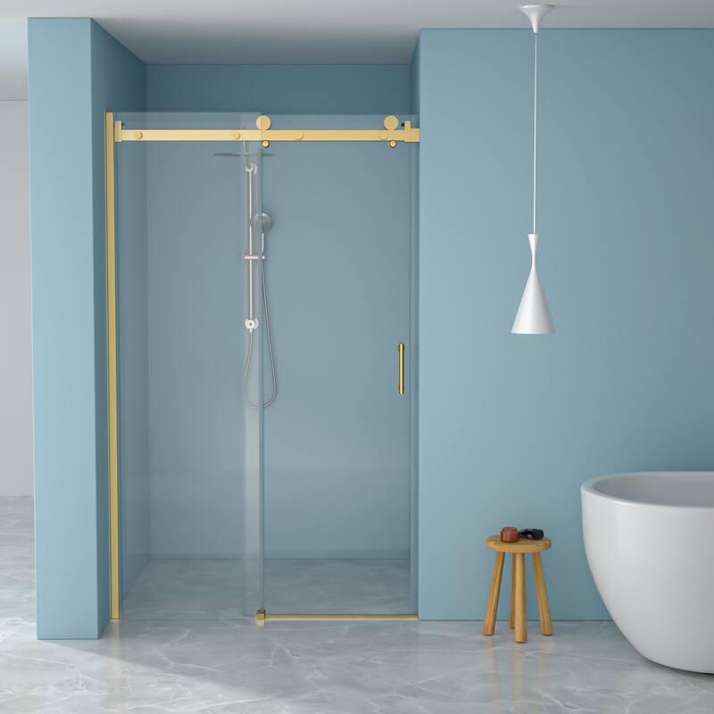 48"W x 76"H Single-Slide Shower Door - 8mm Tempered Glass