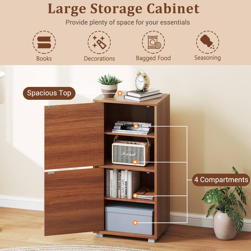 Gymax 2-Door Storage Cabinet w/ Adjustable Shelves Kitchen Buffet