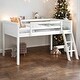 preview thumbnail 1 of 26, Twin Size Wood Low Loft Bed with Ladder, Ladder on Left or Right, White White