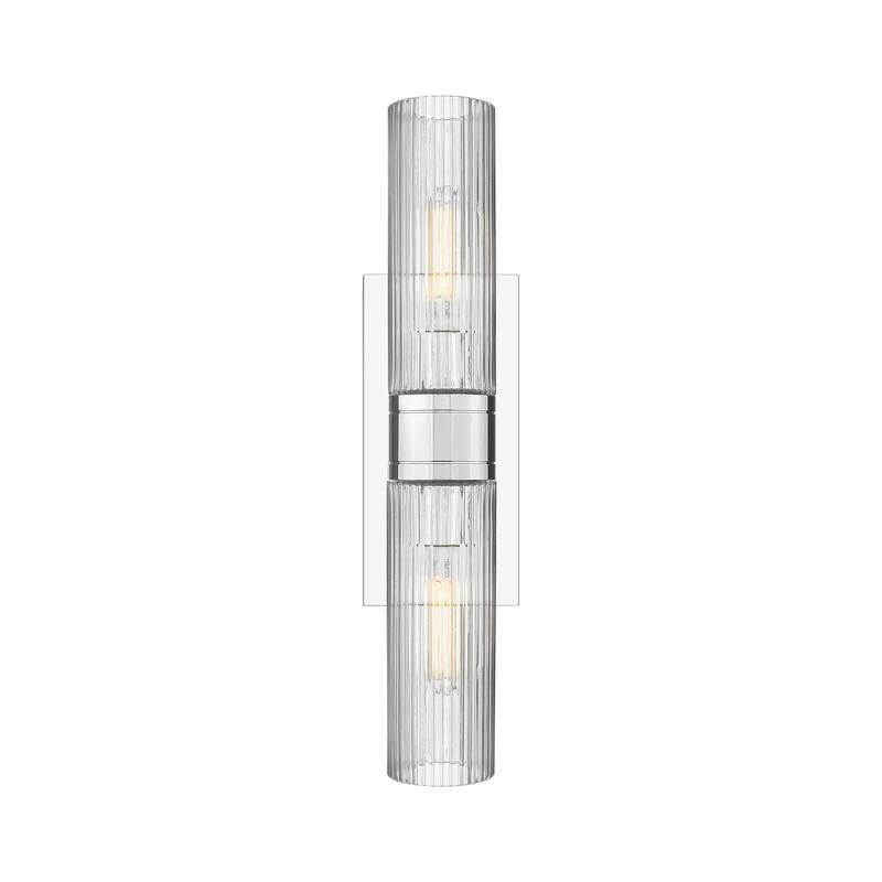 Innovations Lighting Ballston Urban - 2 Light 8" Wall-Mounted Bath Vanity Light - Striped Clear/Polished Chrome