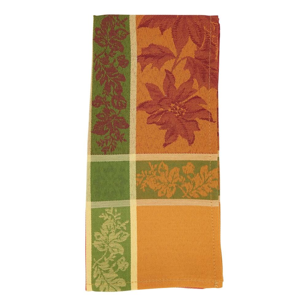 Earthy Delight Jacquard Napkin with Fall Leaves Pattern (Set of 4)