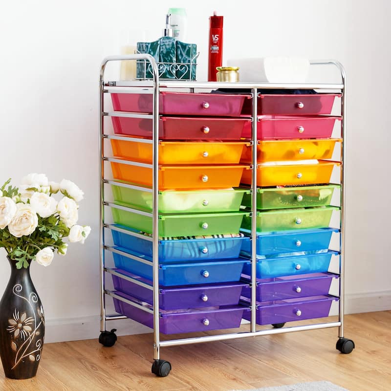 Gymax Office Rolling Cart 20 Storage Drawers Scrapbook Paper Studio
