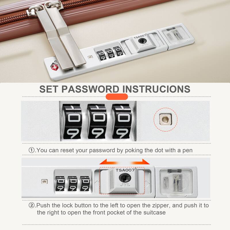 Merax 3 Piece ABS Hardshell Front-Opening Luggage Sets, Carry on Suitcase with USB Port and Cup Holder & Spinner Wheels