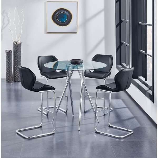 Chrome Metal Legs Bar Table With Round Tempered Glass Top Chrome Metal Legs Bar Table With Round Tempered Glass Top