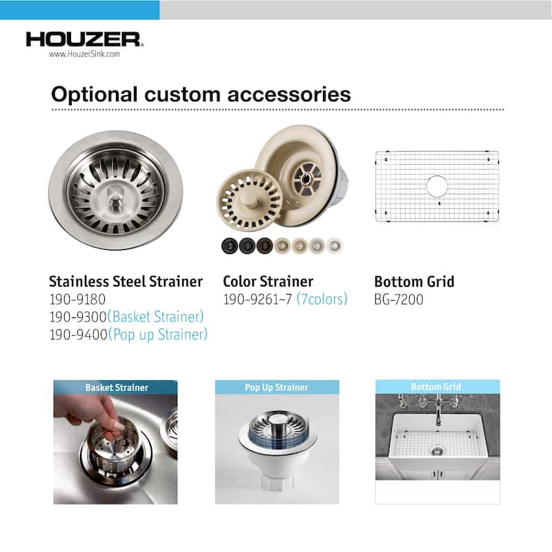 Houzer PTG-4300-C Platus 33" Farmhouse Single Basin Fireclay Kitchen