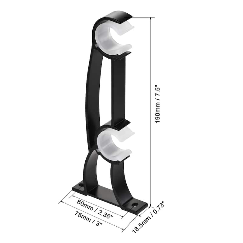 Curtain Rod Bracket, 2pcs Fit 1" Dia. Rod Holder 7.5" Matte Black - Matte Black