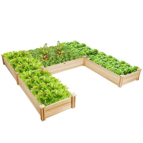 Costway Raised Garden Bed Wooden Garden Box Planter Container U-Shaped - See Details