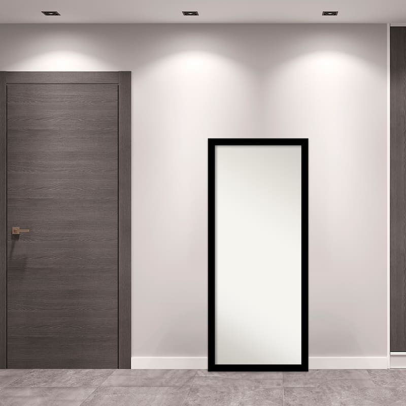 Basic Narrow Non-Beveled Wood Framed Full-Length Floor Leaner Mirror - Glass Size 24x60