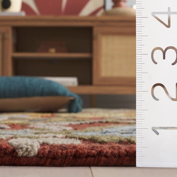 dimension image slide 1 of 5, SAFAVIEH Fiorello Handmade Blossom French Country Wool Area Rug