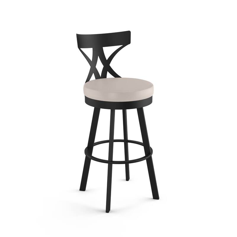 Amisco Washington Swivel Counter Stool - Cream Faux Leather/Black Metal