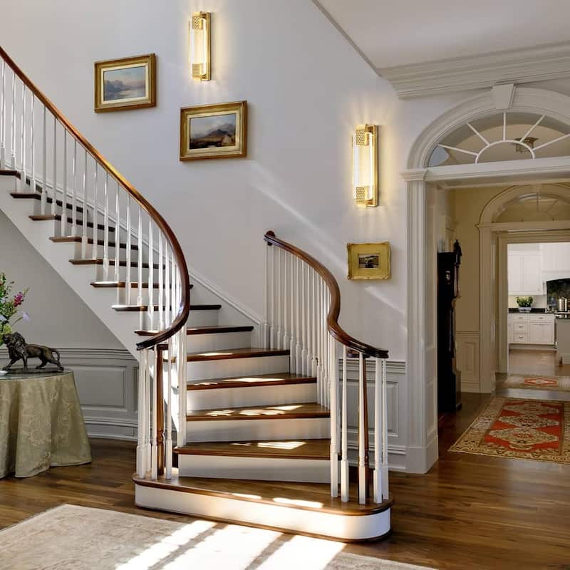 Led hardwired light brass porch light metal wall light