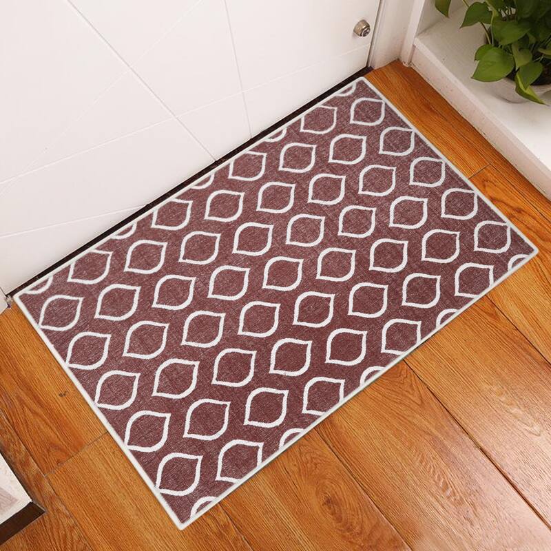 Sussexhome Heavy Duty Ultra Thin Non Slip Washable Cotton Indoor Rug - 2' x 3' - Maroon