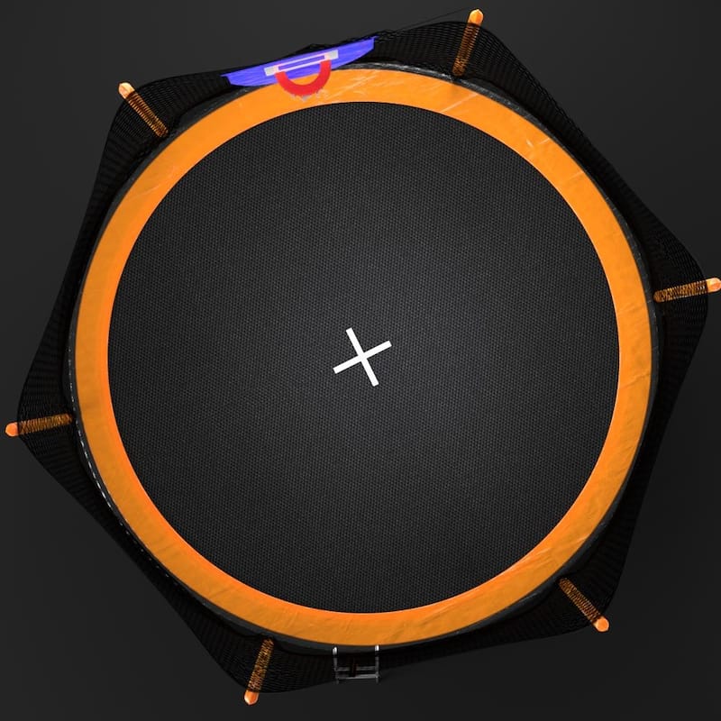 Powder-Coated Trampoline - Basketball Hoop, Inflator, Ladder, Outer Safety Enclosure, Orange - 168