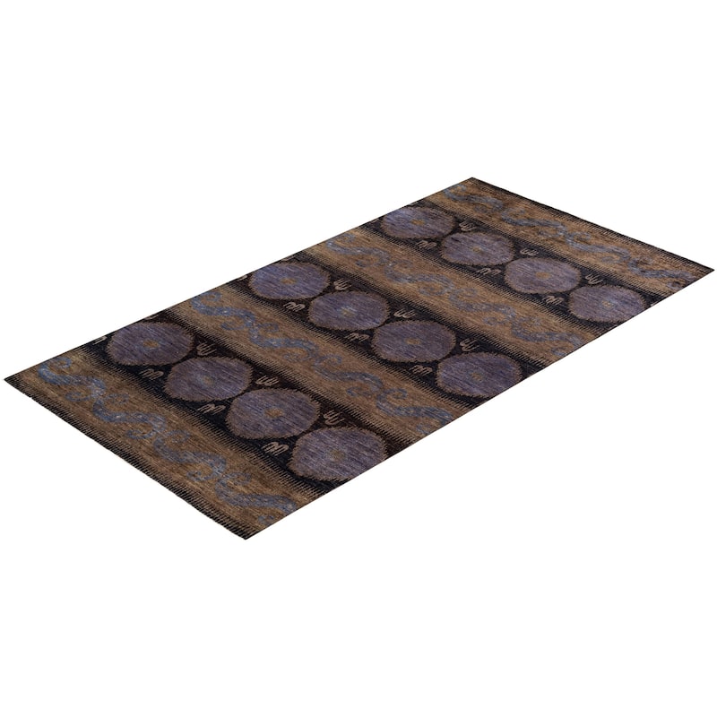 Overton Hand Knotted Wool Vintage Inspired Modern Contemporary Overdyed Black Area Rug - 6' 1" x 11' 9"