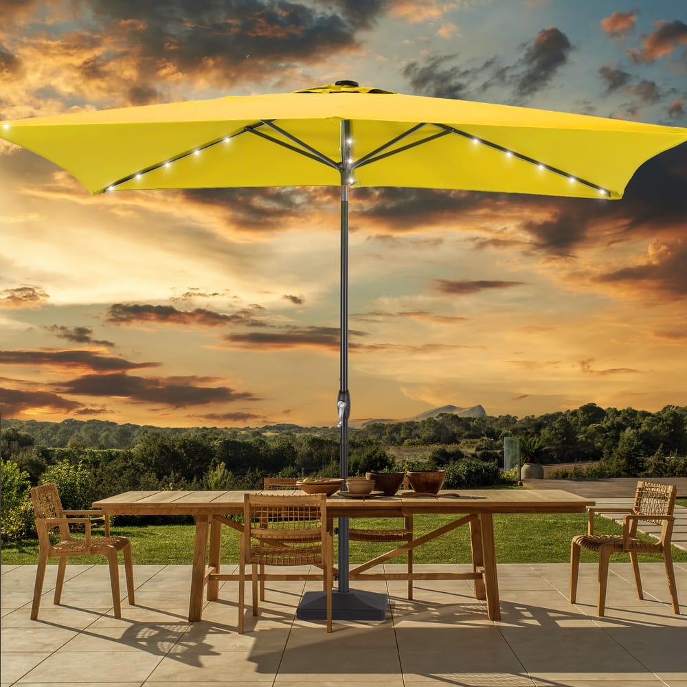 BONOSUKI 6x9FT LED Patio Market Umbrellas Table Umbrella w/Tilt Button