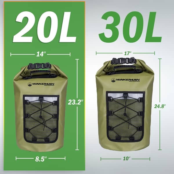 dimension image slide 1 of 2, Waterproof Dry Bag Roll Top Backpack with Phone Case and Mesh Pocket