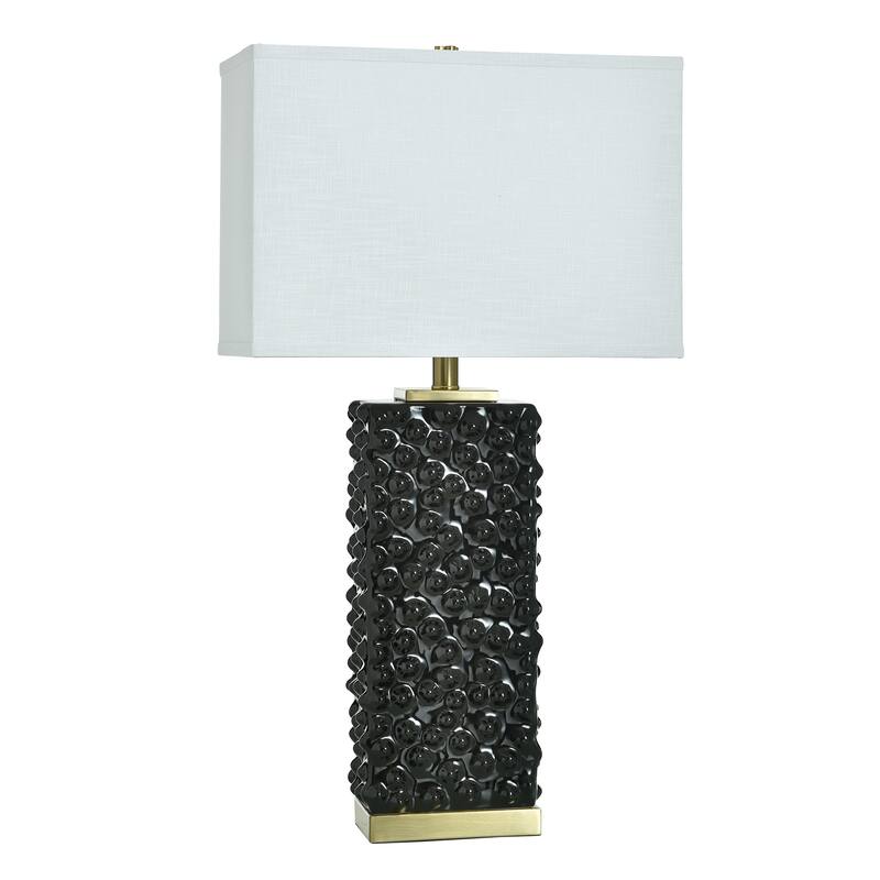 Tamara Day for Stylecraft Edmund Table Lamp - Polished Brass & Pearl Blush - Off-White Shade