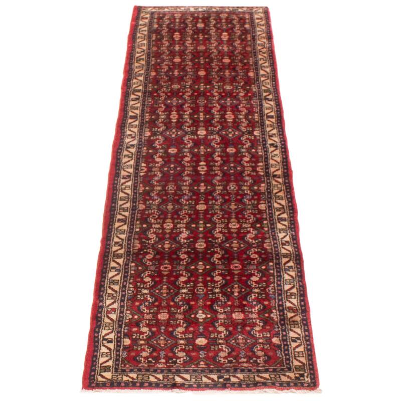 ECARPETGALLERY Hand-knotted Andelz Red Wool Rug - 2'4 x 9'6