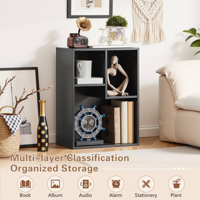 VECELO 2-Pack Cube Bookcase 3-Tier Small Bookshelf Vertical or Horizontal Space Saving Bookcase for Small Space